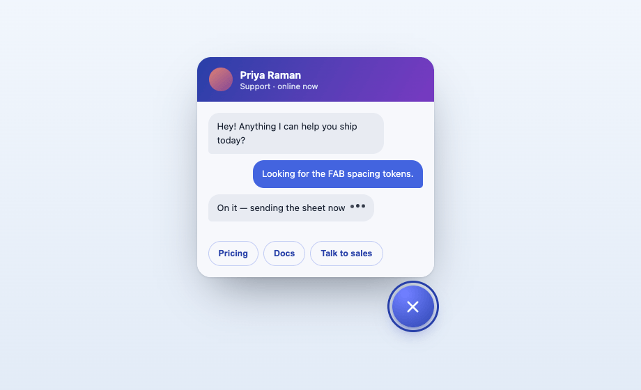 Intercom / Drift Chat Bubble Floating Button — preview