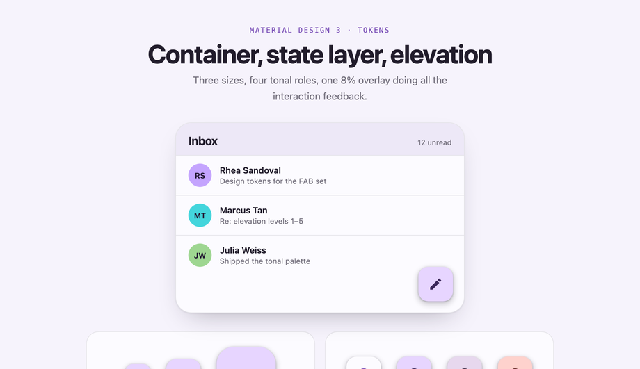 Material Design 3 Floating Action Button (FAB) — preview