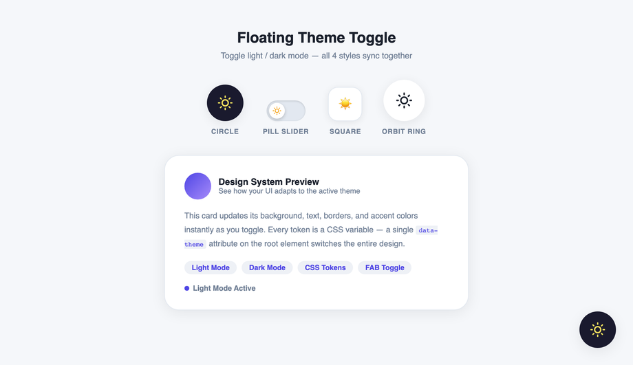 Theme Toggle FAB — preview