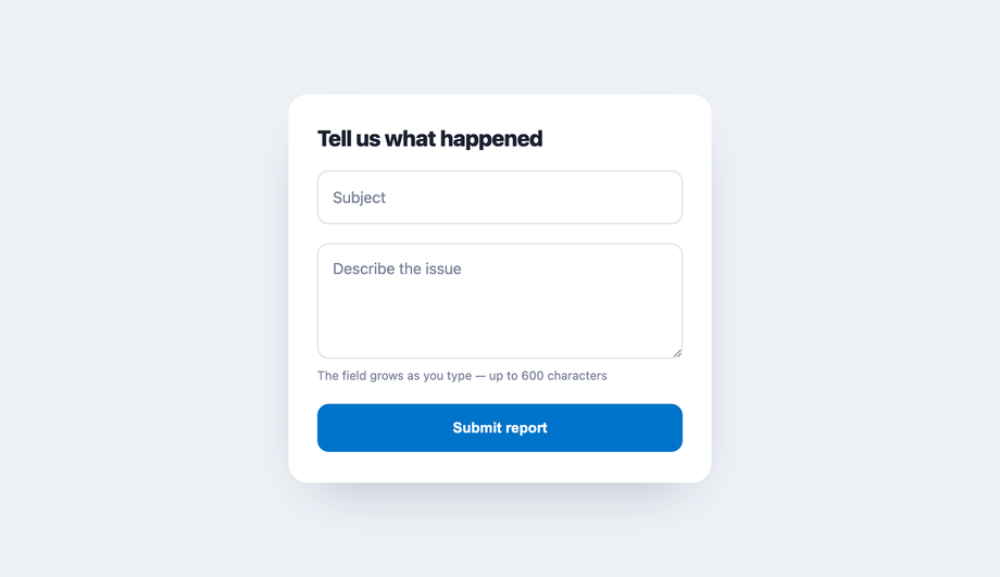 CSS Auto-Growing Textarea with Floating Label — preview