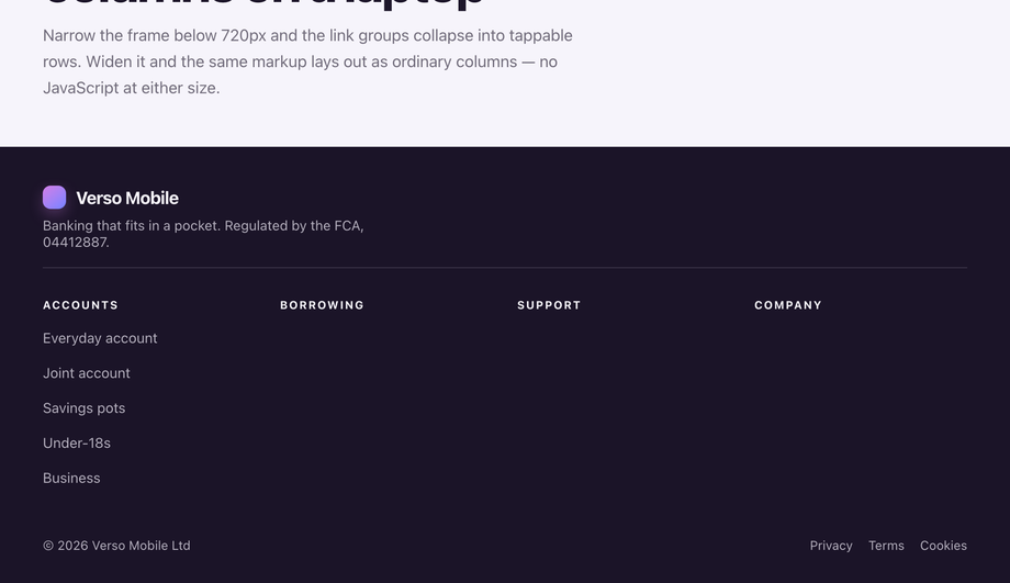 Mobile-First Collapsible Accordion Footer — preview