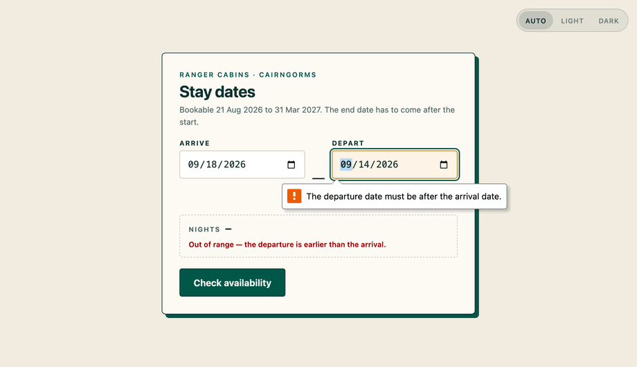 Date Range Validation Min and Max — preview