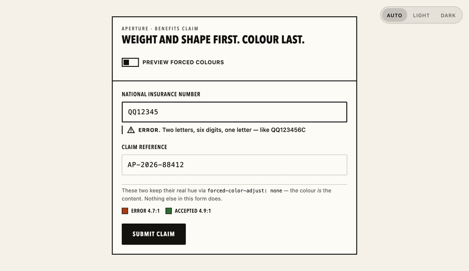 High Contrast Validation Focus States — preview