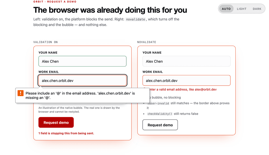 No JS Form Submit Blocked Visuals — preview