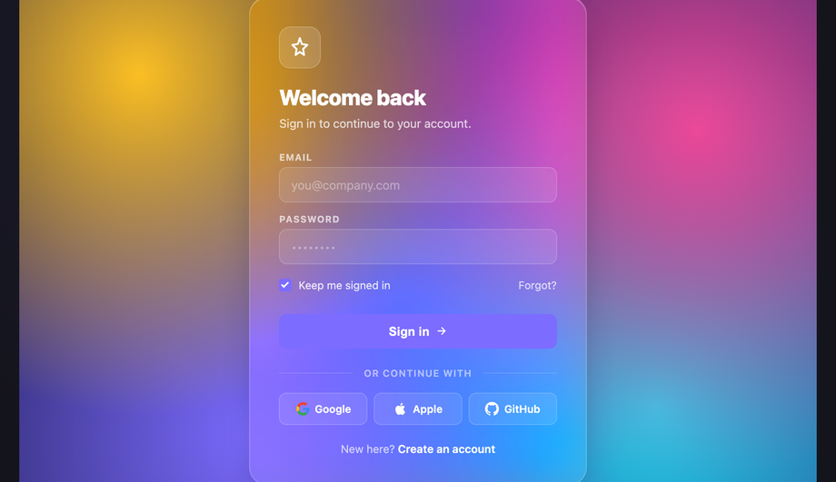 CSS Frosted Glass Login Modal — preview