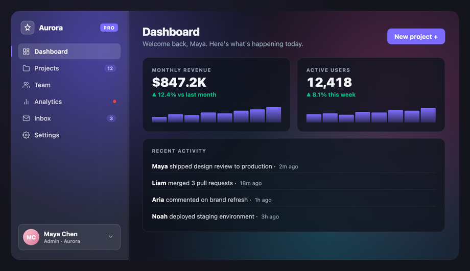 CSS Frosted Glass Sidebar Navigation Menu — preview