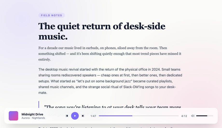 CSS Glass UI Footer Overlay — preview
