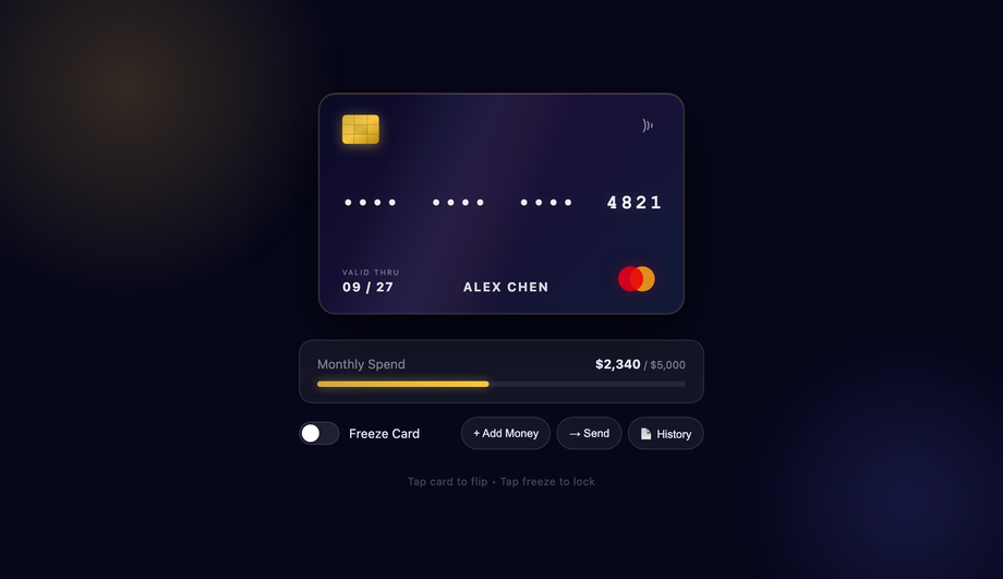 Frosted Glass Credit Card Payment UI — preview