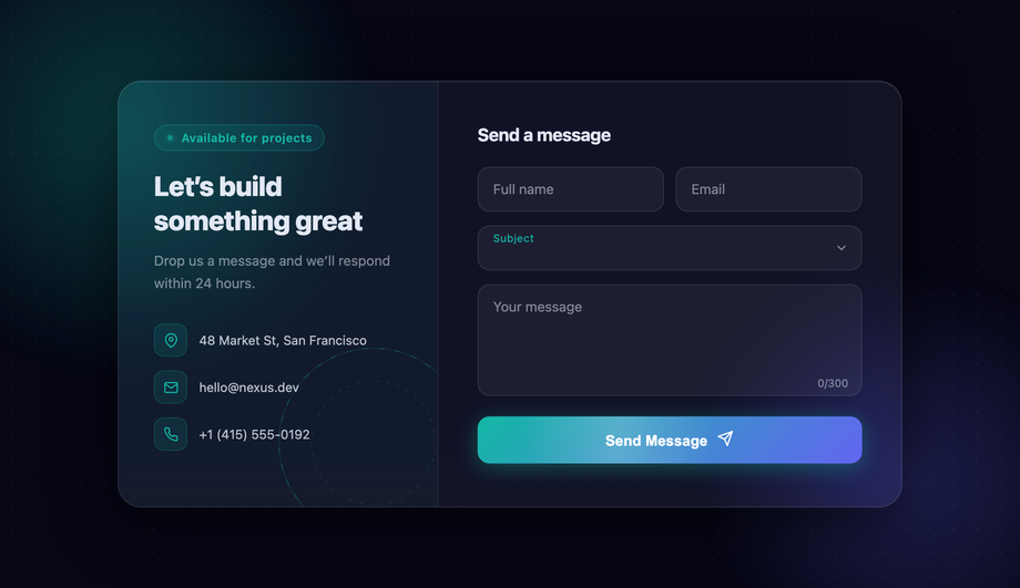Glassmorphism Contact Form UI — preview