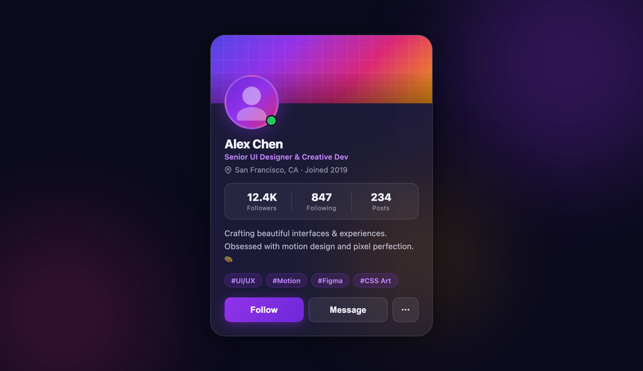 Glassmorphism Profile Info Card — preview