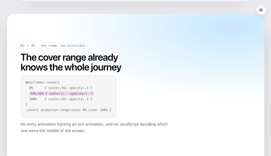 CSS Full Page Section Reveal and Scale Effect — preview