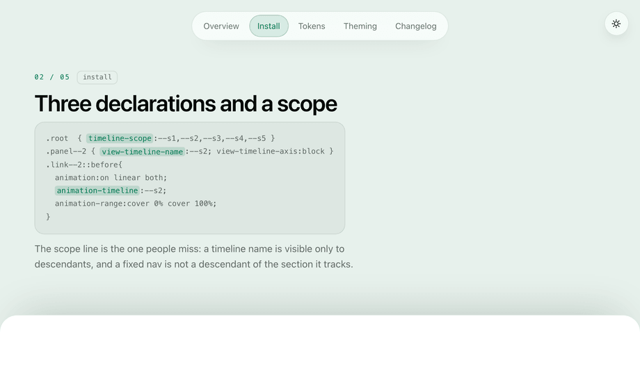 CSS Scroll Spy Active Link State Without JavaScript — preview