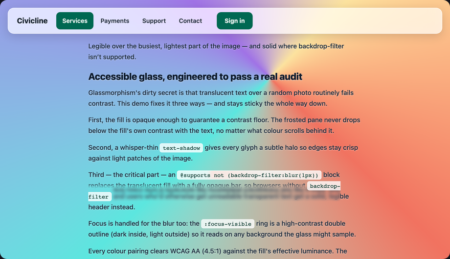 High-Contrast Accessible Glassmorphism — preview