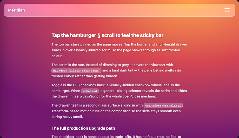 Mobile Off-Canvas / Hamburger Glass Menu — preview
