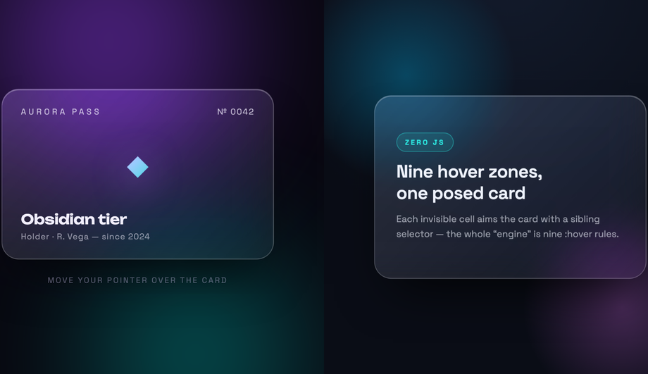 3D Tilt Glassmorphism Card CSS Vanilla JS — preview