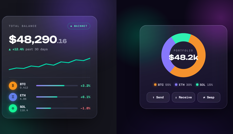 Crypto Wallet Balance Card Glassmorphism — preview