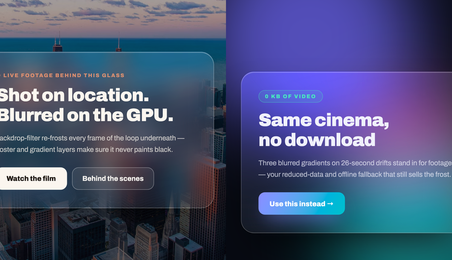 Glassmorphism Card Over Video Background CSS — preview