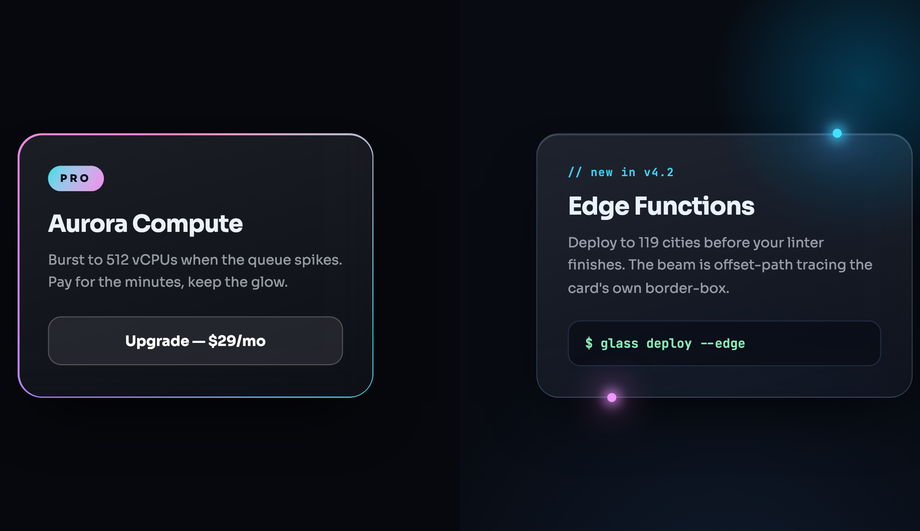 Glassmorphism Card with Animated Glowing Border — preview