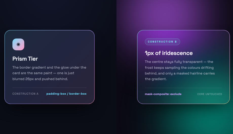 Glassmorphism Card with Gradient Border Blur — preview