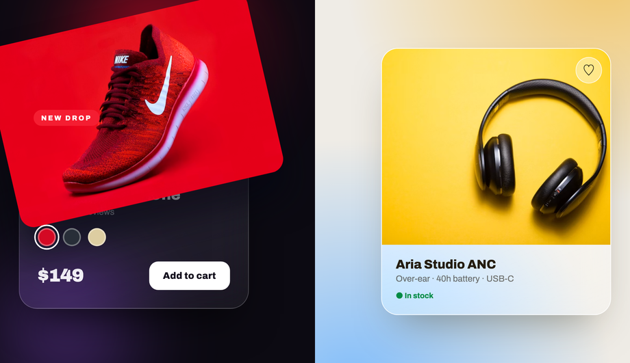 Glassmorphism Product Card with Hover Effect — preview