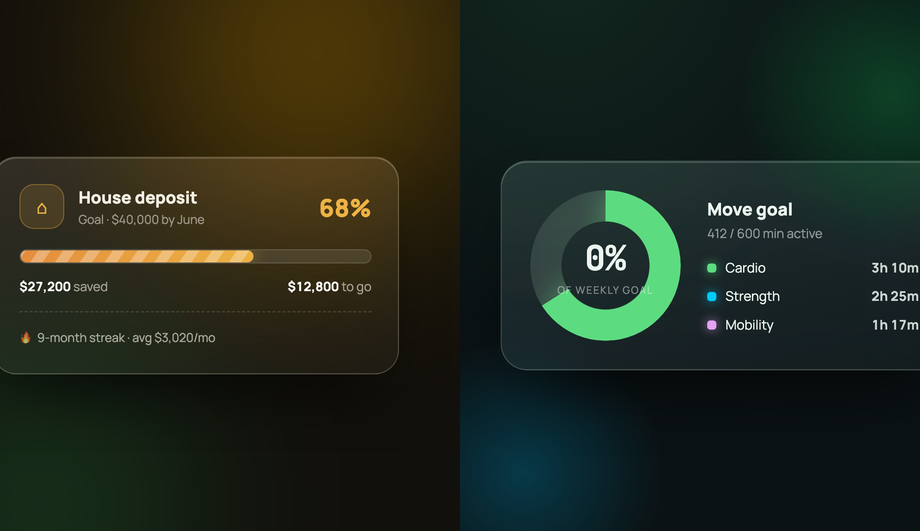 Glassmorphism Stat Card with Progress Bar — preview