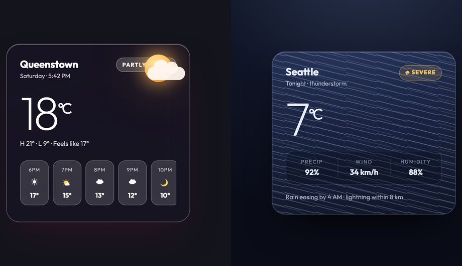 Glassmorphism Weather Card UI HTML CSS — preview