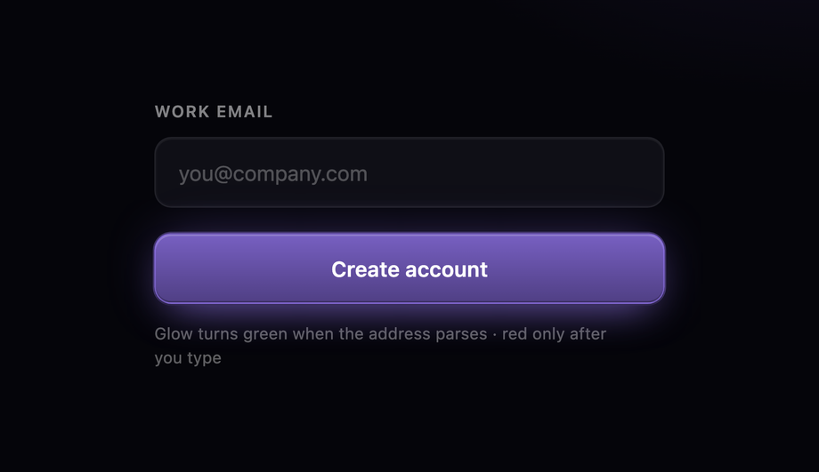 Dark Mode Glowing Input & Submit Focus States — preview