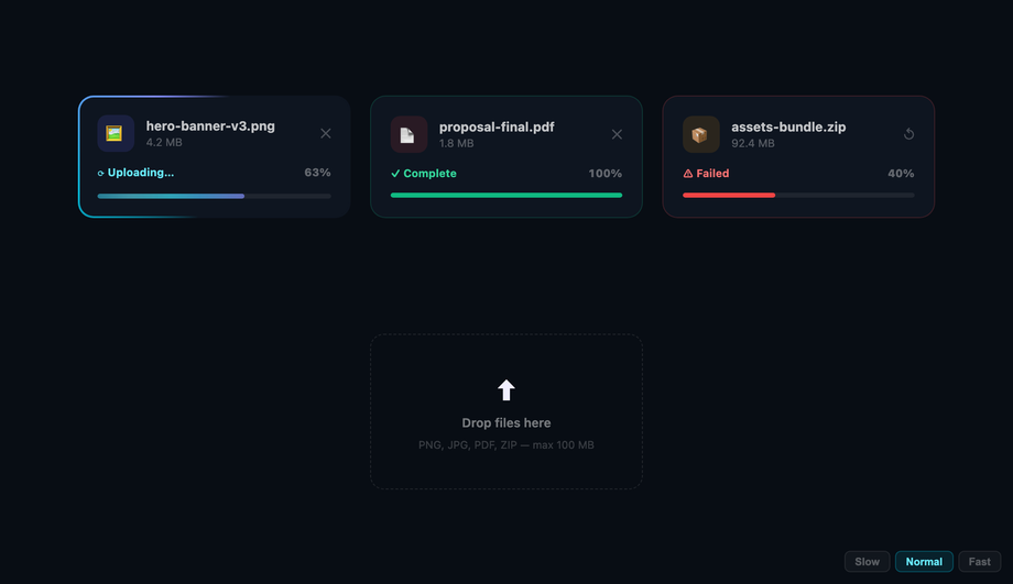 CSS Active File Upload Streaming State — preview