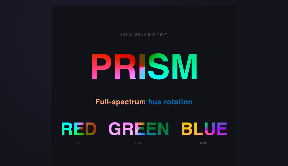 CSS Conic Gradient Text Hue Spin — preview