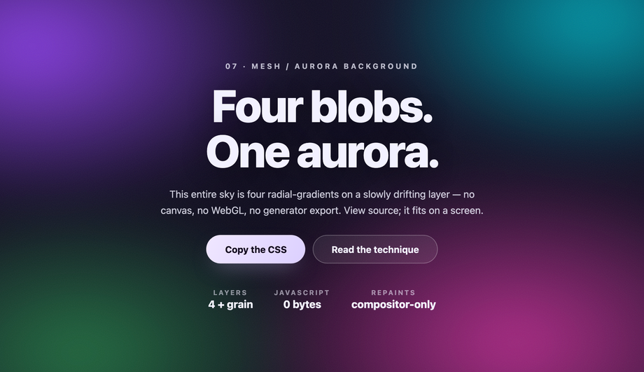 Animated Mesh / Aurora Gradient Background — preview