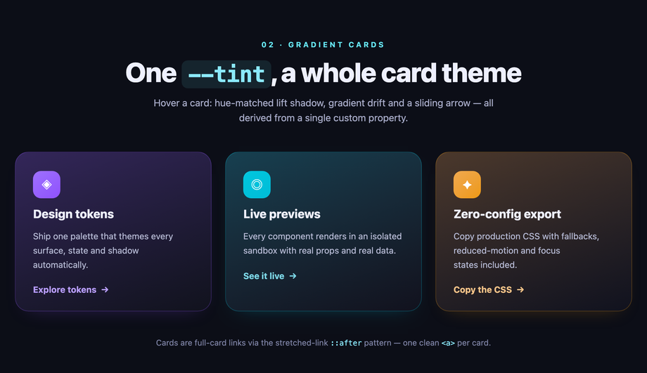 CSS Gradient Card with Hover Lift — preview