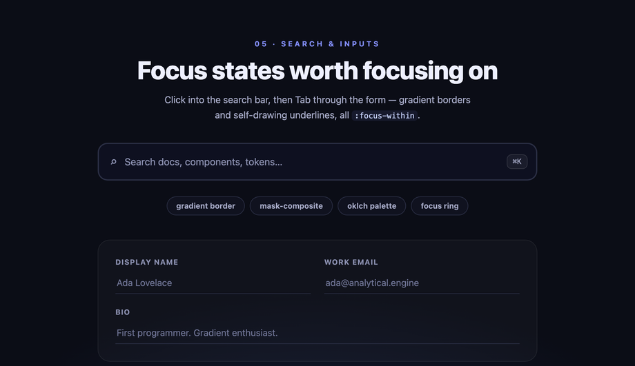 CSS Gradient Search Bar & Input — preview