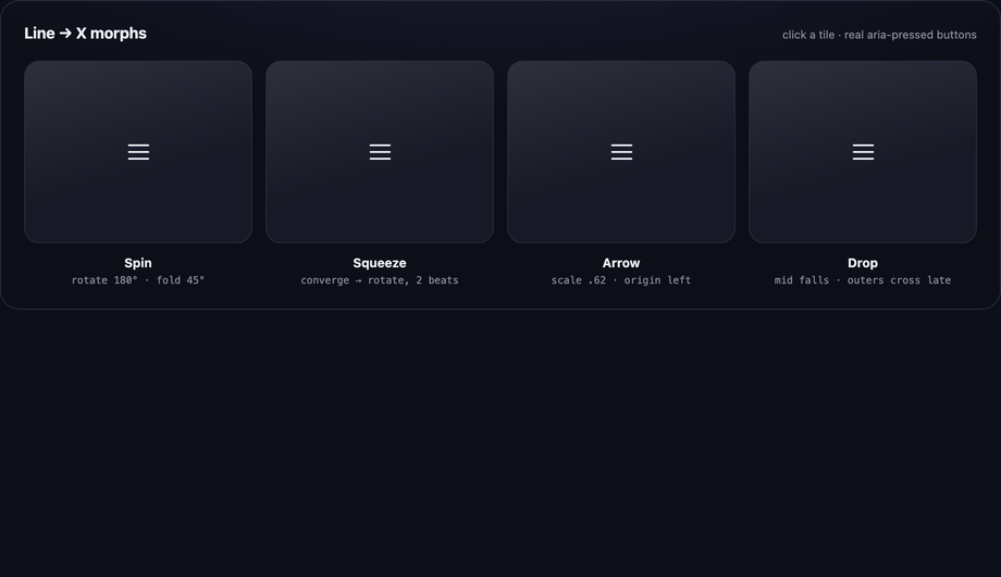 Animated 3-Line to X Hamburger Icon Toggle CSS — preview