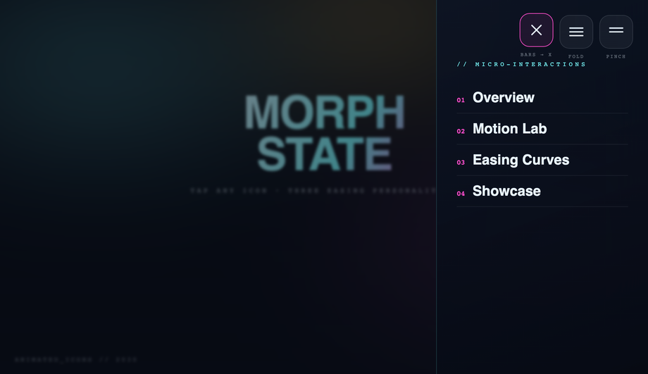 Hamburger Menu with Morphing Icon Animations — preview