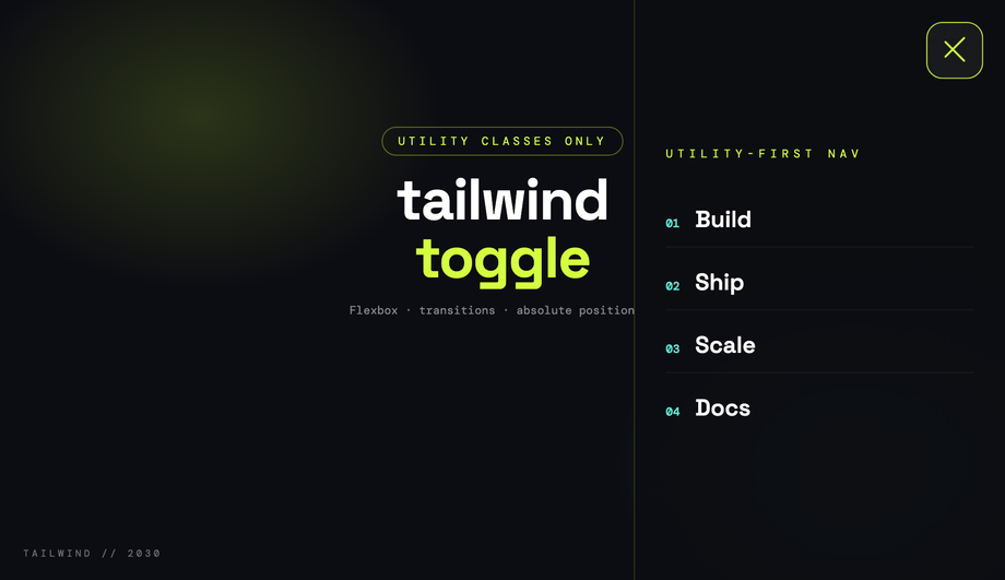 Tailwind CSS Hamburger Menu — preview
