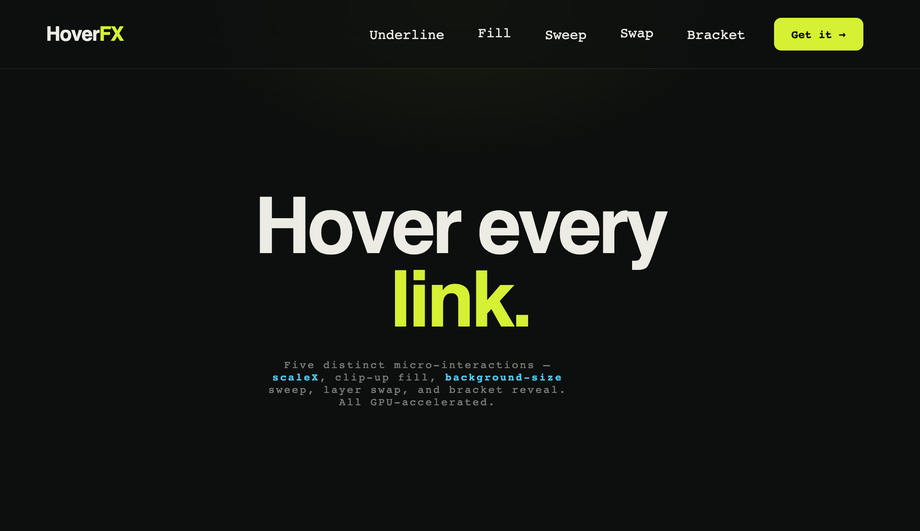 Animated Link Hover Effects Header — preview