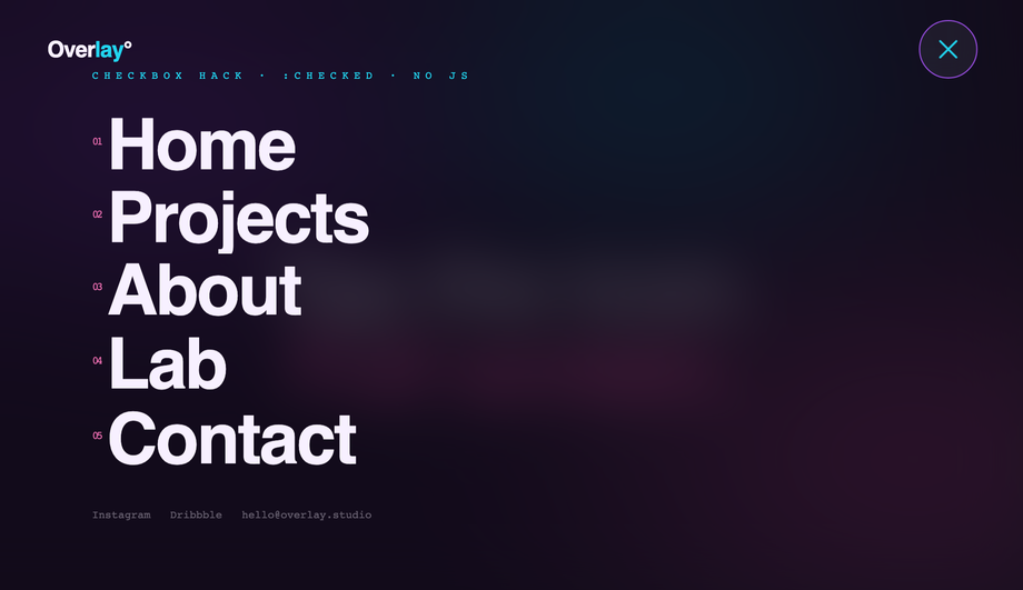Full-Screen Overlay Hamburger Header — preview