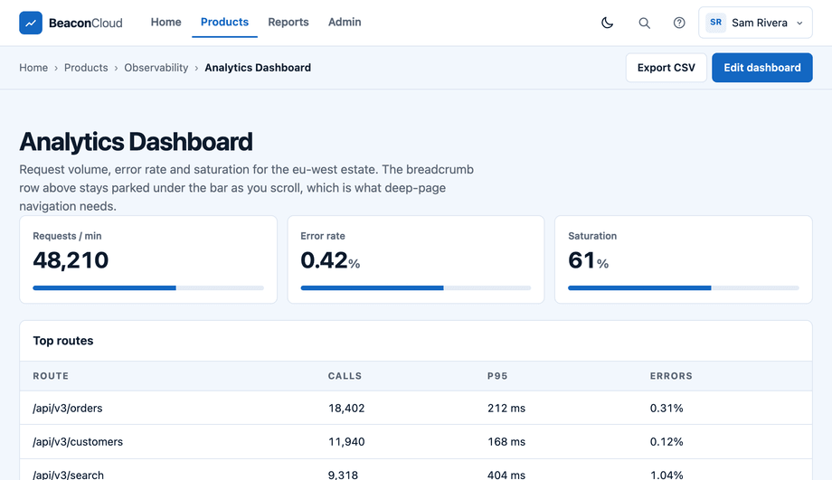 Header with Breadcrumb Integration — preview