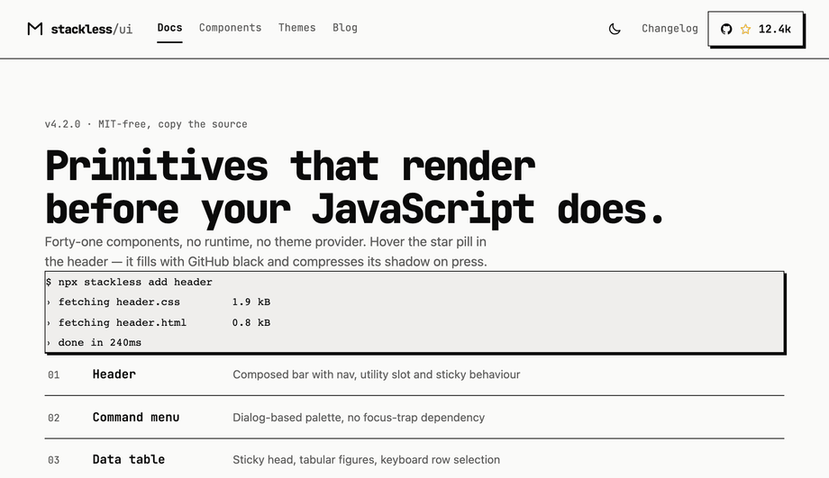 Header with GitHub Star Count Pill — preview