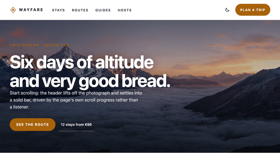 Transparent Over Hero Landing Page Header — preview
