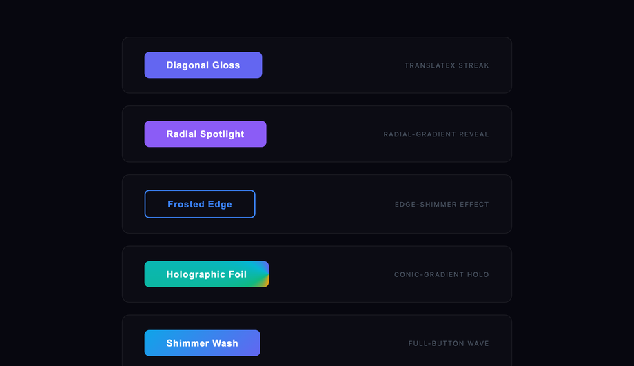 CSS Shimmer Shine Button Hover Effect — preview