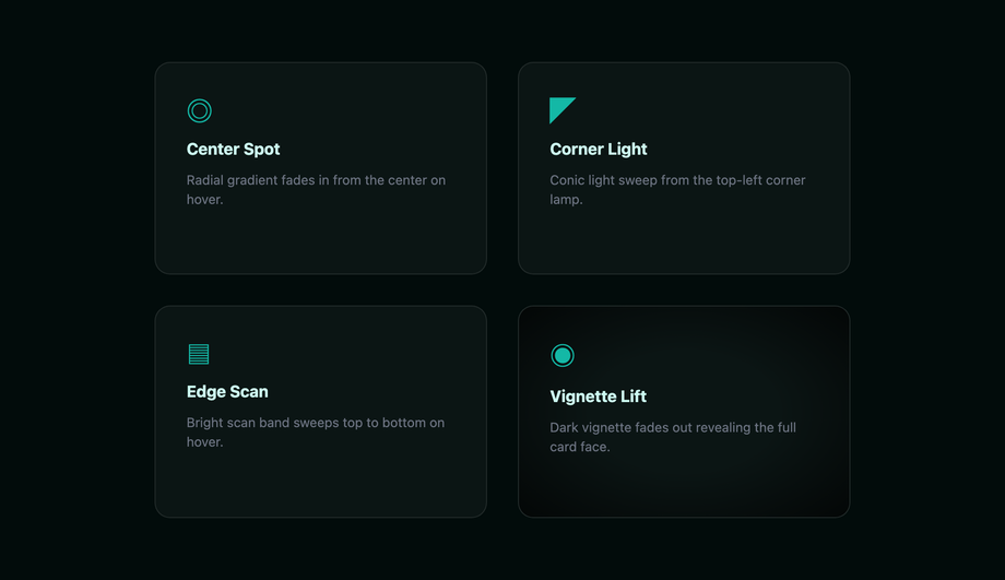 CSS Spotlight Card Hover Effect — preview
