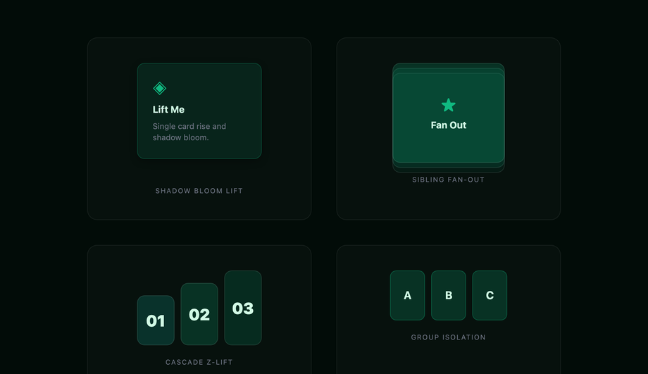 CSS Stack Lift Card Hover Effect — preview