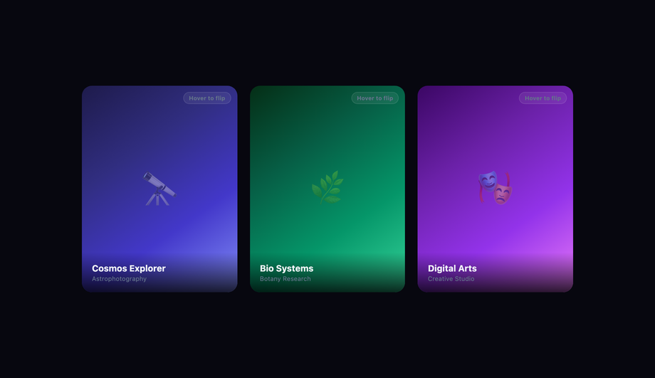 CSS Image Card Flip 3D Animation Hover — preview