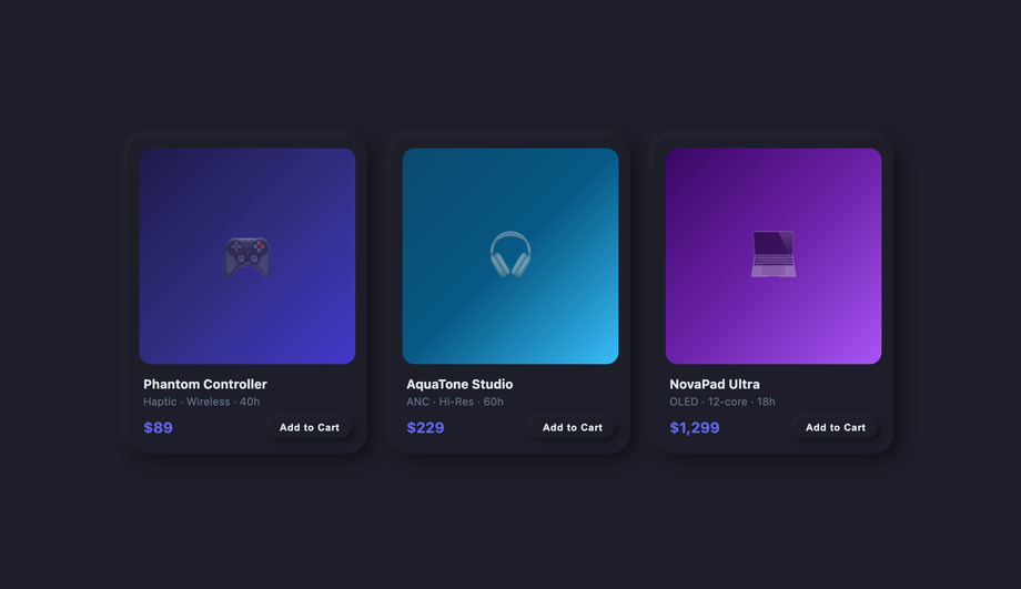 Neumorphic Image Card Hover Effect CSS — preview