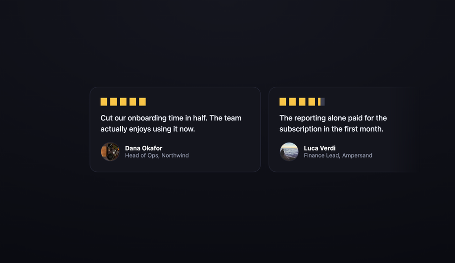 Testimonial & Reviews Card Slider — preview