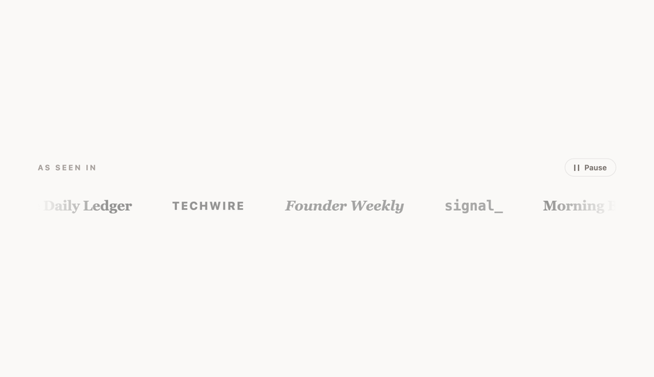 "As Seen In" Press Logo Marquee (Pure CSS, Seamless Loop) — preview