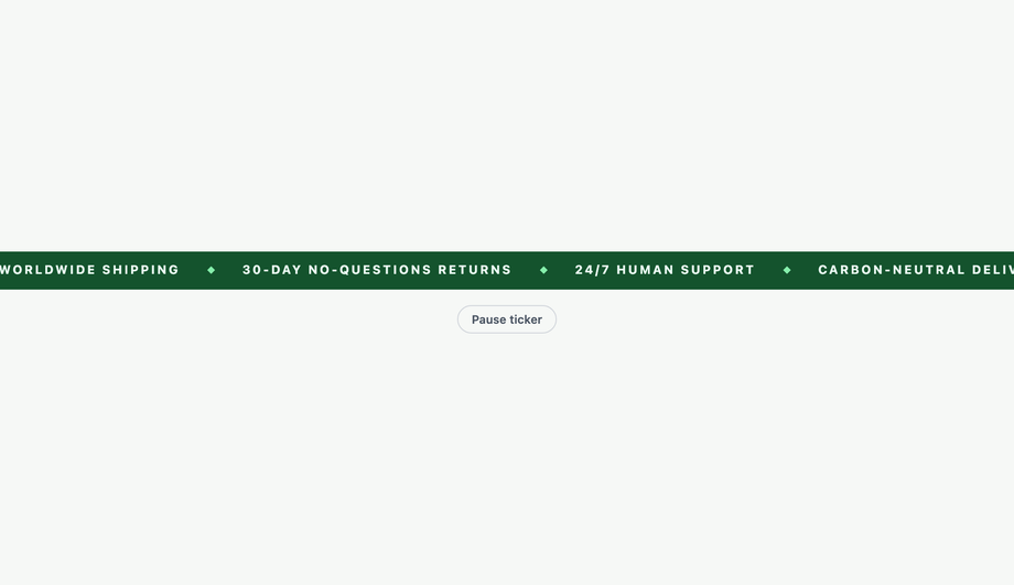 Feature / USP Text Ticker — E-commerce Benefit Marquee — preview