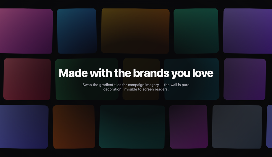Image-Heavy Brand Wall — Multi-Row Masonry Marquee Background — preview