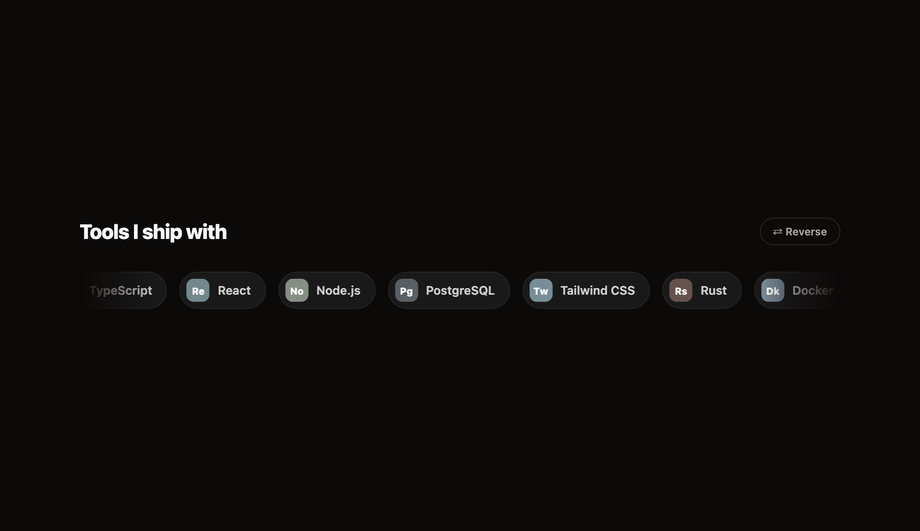 Portfolio Tech Stack Marquee — Developer Skills Scroll — preview